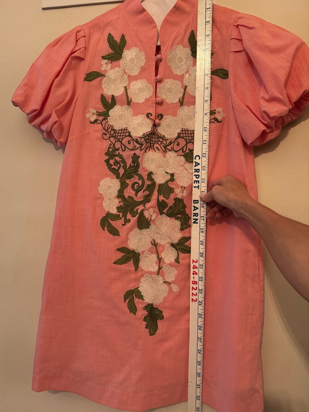 Mestiza New York - Eliana Pink Floral Embroidered Puff Sleeve Dress / XS - Picture 5 of 6